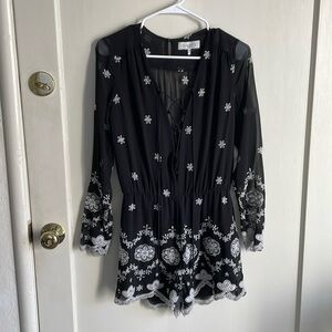 WAYF Black Eyelet Romper